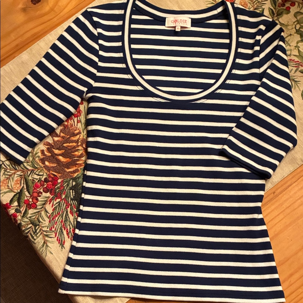 Goldie Classic Striped Elbow Sleeve Knit Top, XS, NWOT